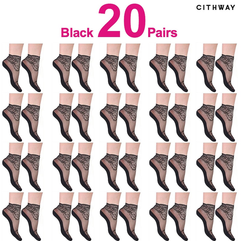 Cithway™ Floral Trim Boat Lace Socks
