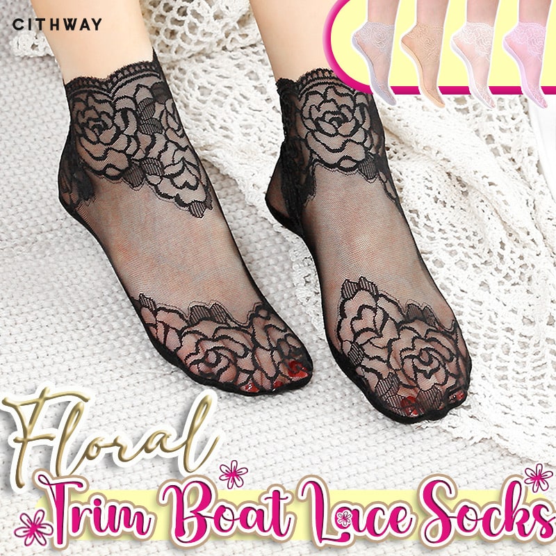 Cithway™ Floral Trim Boat Lace Socks