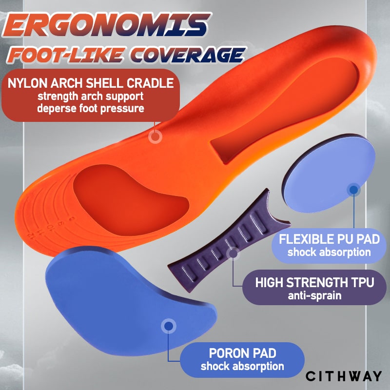 Cithway™ Shock-Absorbing Orthotic Sports Shoe Insoles